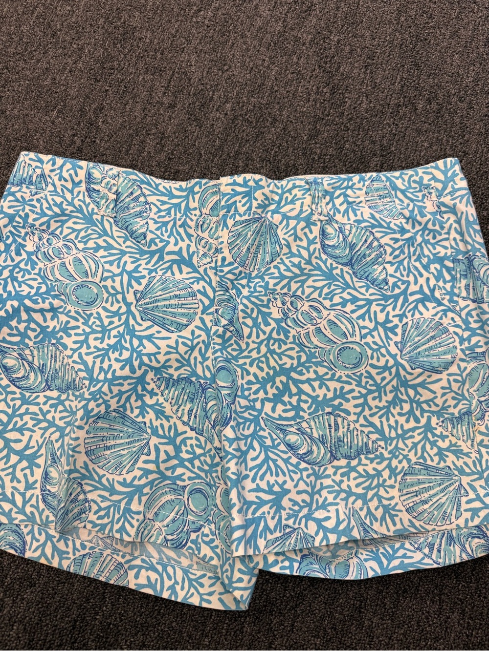 Lilly Pulitzer Blue and White Shell-Print Bermuda Shorts